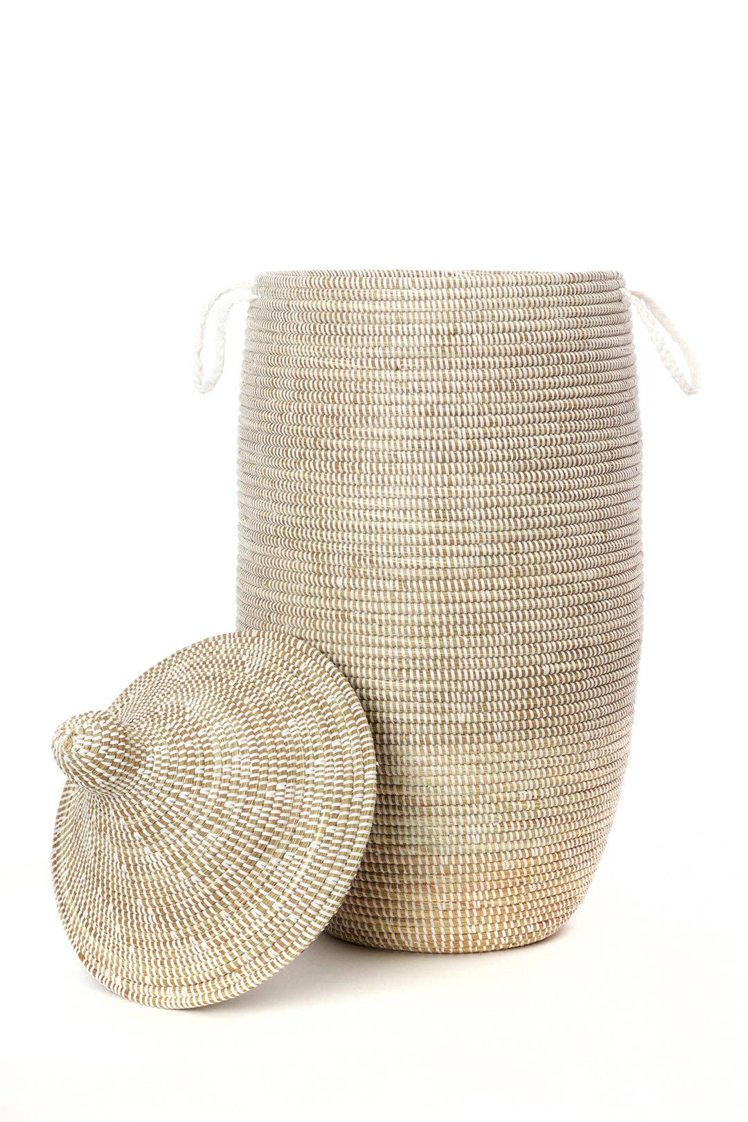 Slender Laurel Hamper Basket from Senegal, Home Decor Housewarming Gift for Her
