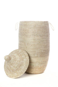Slender Laurel Hamper Basket from Senegal, Home Decor Housewarming Gift for Her