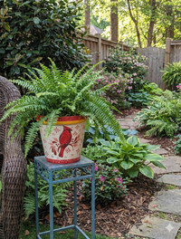 Cardinal Flower Pot | 10.5"Round Ceramic Planter is Handmade Mexican Pottery - Use as Outdoor Garden Decor, Indoor Home Decor, Centerpiece