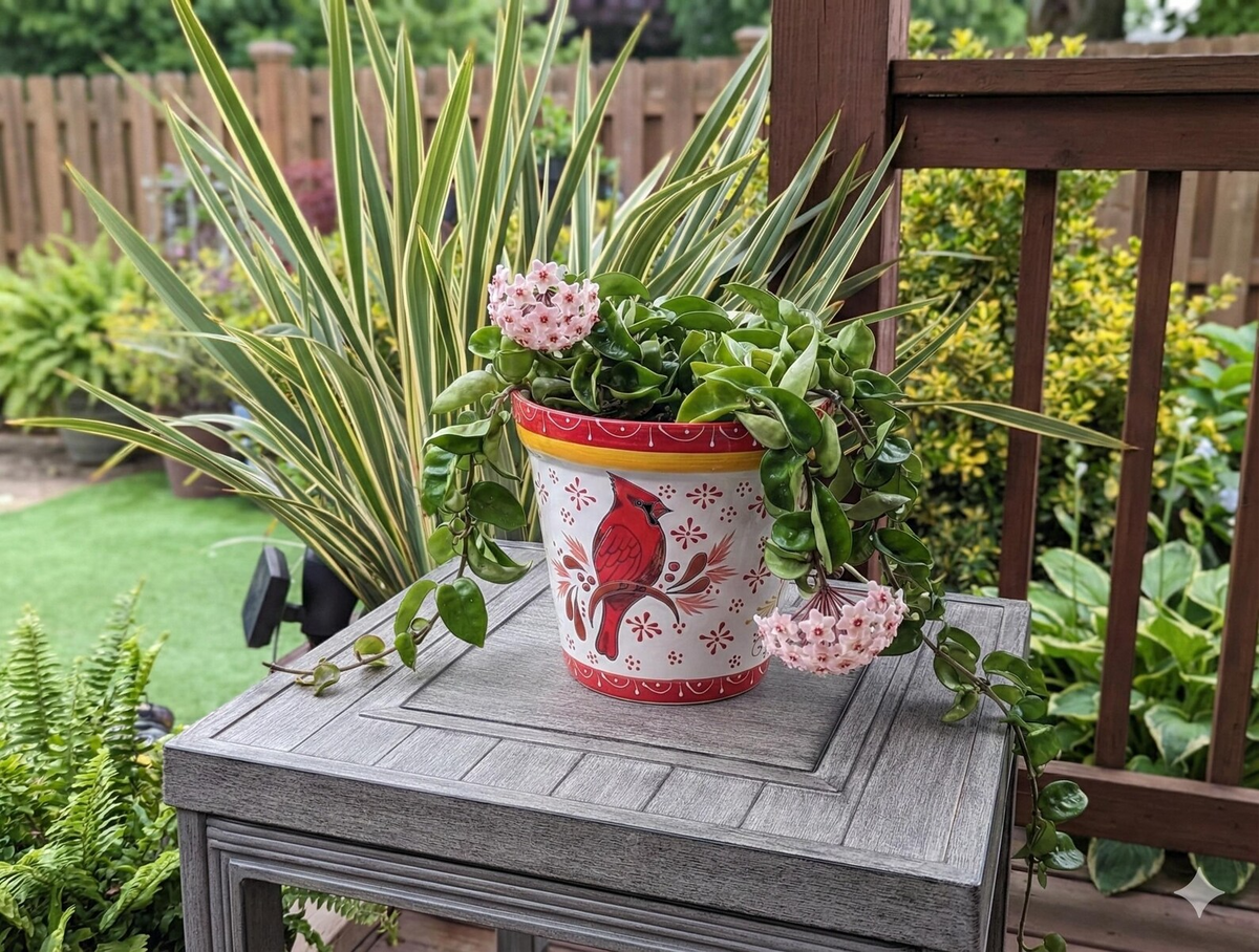 Cardinal Flower Pot | 10.5"Round Ceramic Planter is Handmade Mexican Pottery - Use as Outdoor Garden Decor, Indoor Home Decor, Centerpiece