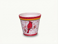 Cardinal Flower Pot | 10.5"Round Ceramic Planter is Handmade Mexican Pottery - Use as Outdoor Garden Decor, Indoor Home Decor, Centerpiece