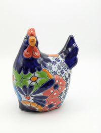 Ceramic Rooster Talavera Pottery Handmade in Mexico, Yard Art Gift for Chicken Lovers