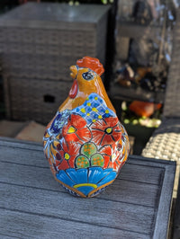 Ceramic Rooster Talavera Pottery Handmade in Mexico, Yard Art Gift for Chicken Lovers