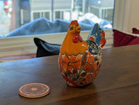 Ceramic Rooster Talavera Pottery Handmade in Mexico, Yard Art Gift for Chicken Lovers