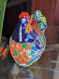 Ceramic Rooster Talavera Pottery Handmade in Mexico, Yard Art Gift for Chicken Lovers