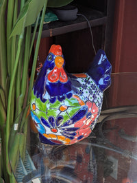 Ceramic Rooster Talavera Pottery Handmade in Mexico, Yard Art Gift for Chicken Lovers