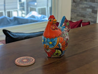 Ceramic Rooster Talavera Pottery Handmade in Mexico, Yard Art Gift for Chicken Lovers