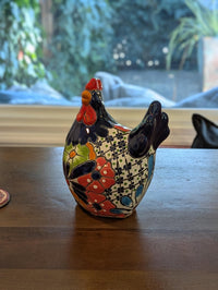 Ceramic Rooster Talavera Pottery Handmade in Mexico, Yard Art Gift for Chicken Lovers