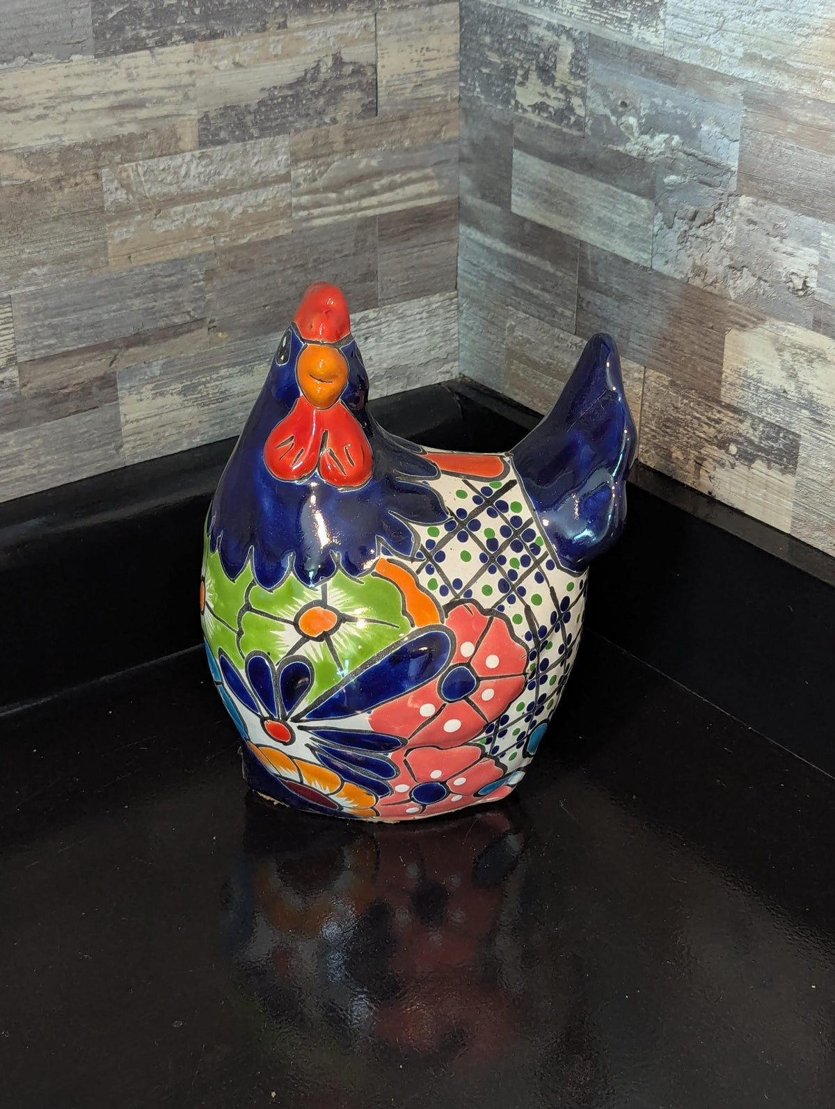Ceramic Rooster Talavera Pottery Handmade in Mexico, Yard Art Gift for Chicken Lovers