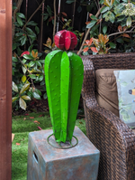 27" Tall Cactus Garden Decor, Cactus Decorations for Yard or Home, Hand Painted Lifelike Metal Cactus Mexican Yard Art