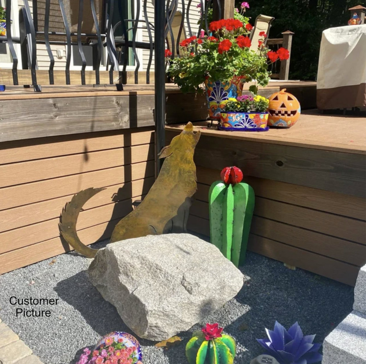 Cactus Garden Decor, Metal Cactus Decoration for Yard or Home, Hand Painted Lifelike Young Saguaro Cactus Yard Art, Mexican Folk Art
