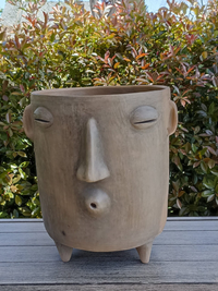Big Face Planter & Whistler Flower Pot, Handmade Mexican Pottery of Atzompa Mexico, Home Decor  Indoor Outdoor Decor, Substantial Plant Pot