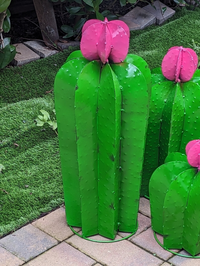Cactus Garden Decor, Metal Cactus Decoration for Yard or Home, Hand Painted Lifelike Young Saguaro Cactus Yard Art, Mexican Folk Art