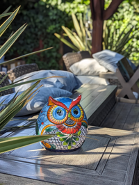 Owl Flower Pot, Ceramic Planter, Handmade Talavera Pottery, Garden Decor, Outdoor Decorations, Indoor Home Decor, Cute Owl Gifts