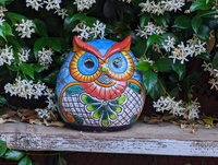 Owl Flower Pot, Ceramic Planter, Handmade Talavera Pottery, Garden Decor, Outdoor Decorations, Indoor Home Decor, Cute Owl Gifts