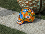 Halloween Skull Decor for Trick or Treat or Halloween Party, Holiday Decor or Seasonal Yard Decor, Handmade Mexican Talavera Pottery 9.5" H