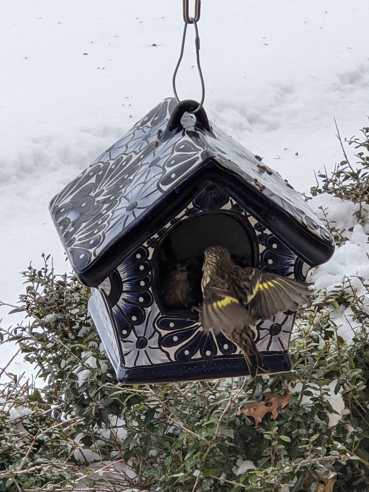 Ceramic Bird Feeder Talavera Pottery, Decorative Outdoor Hanging Feeder Station, Handmade Mexican Pottery Attract Wild Birds