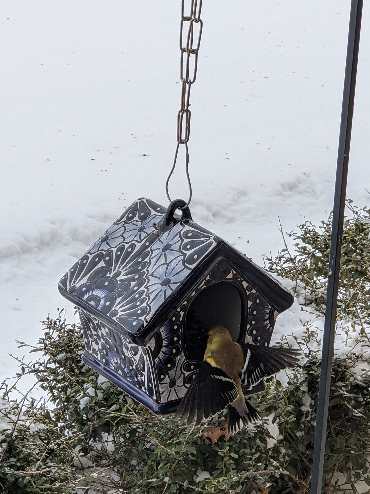 Ceramic Bird Feeder Talavera Pottery, Decorative Outdoor Hanging Feeder Station, Handmade Mexican Pottery Attract Wild Birds