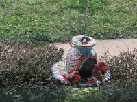 Ceramic Bird Feeder Talavera Pottery, Decorative Outdoor Hanging Feeder Station with Chain, Handmade Mexican Pottery Attract Wild Birds