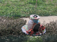 Ceramic Bird Feeder Talavera Pottery, Decorative Outdoor Hanging Feeder Station with Chain, Handmade Mexican Pottery Attract Wild Birds