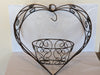 Heart Shaped Hanging Basket Garden Decor | Plant Hanger for Yard or Home, Hand Forged Metal Yard Art for Succulents, Flowers