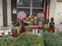 Christmas Decor Outdoor Festive Holiday Decor, Metal Gift Boxes Yard Art or Porch Decor 10x10x8