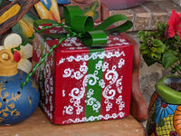 Christmas Decor Outdoor Festive Holiday Decor, Metal Gift Boxes Yard Art or Porch Decor 10x10x8