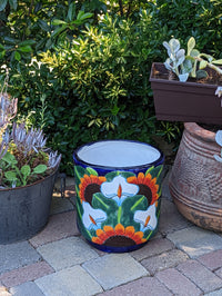 Pre-Order | 12" Round Flower Pot Colorful Talavera Ceramic Planter is Handmade Mexican Pottery, Garden and Home Decor or Housewarming Gift
