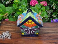Ceramic Bird Feeder Talavera Pottery, Decorative Outdoor Hanging Feeder Station, Handmade Mexican Pottery Attract Wild Birds