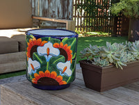 Pre-Order | 12" Round Flower Pot Colorful Talavera Ceramic Planter is Handmade Mexican Pottery, Garden and Home Decor or Housewarming Gift