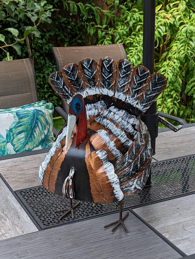 Thanksgiving Turkey Decorations as Outdoor Garden Art or Table Decor Centerpiece for Your Home, Metal Turkey Decor in 3 Sizes