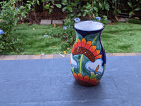 Talavera Ceramic Vase | Handmade Mexican Pottery for Dried or Fresh Flowers Featuring Colorful Sunflowers & Lillies