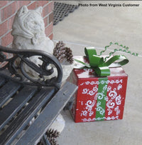 Christmas Decor Outdoor Festive Holiday Decor, Metal Gift Boxes Yard Art or Porch Decor 10x10x8