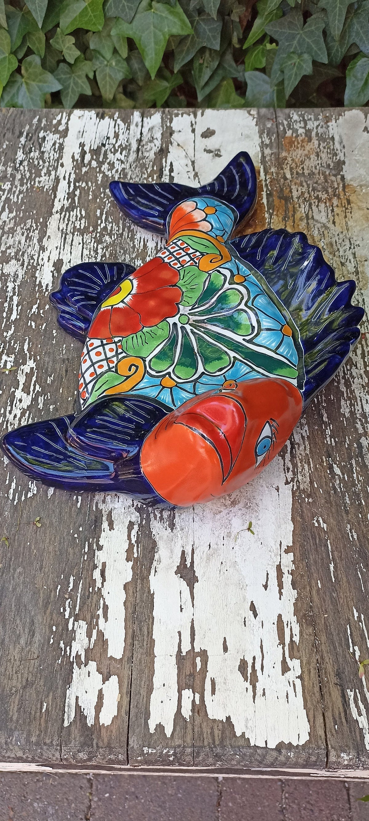 Ceramic Fish, Talavera Pottery, Handmade in Mexico, Fish Home Decor, Garden or Porch Decor, Yard Art, Unique Gift for Fish Lovers