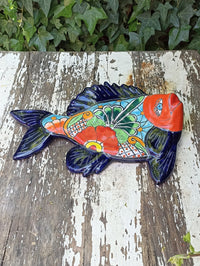 Ceramic Fish, Talavera Pottery, Handmade in Mexico, Fish Home Decor, Garden or Porch Decor, Yard Art, Unique Gift for Fish Lovers