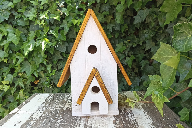 Wooden Birdhouse Asian Style Roof, Outdoor or Indoor Decorative Birdhouse, Unique Gift Idea Handmade in Mexico