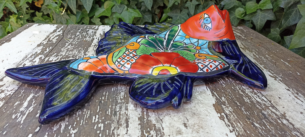 Ceramic Fish, Talavera Pottery, Handmade in Mexico, Fish Home Decor, Garden or Porch Decor, Yard Art, Unique Gift for Fish Lovers