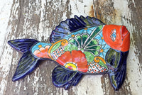 Ceramic Fish, Talavera Pottery, Handmade in Mexico, Fish Home Decor, Garden or Porch Decor, Yard Art, Unique Gift for Fish Lovers