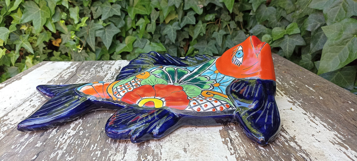 Ceramic Fish, Talavera Pottery, Handmade in Mexico, Fish Home Decor, Garden or Porch Decor, Yard Art, Unique Gift for Fish Lovers
