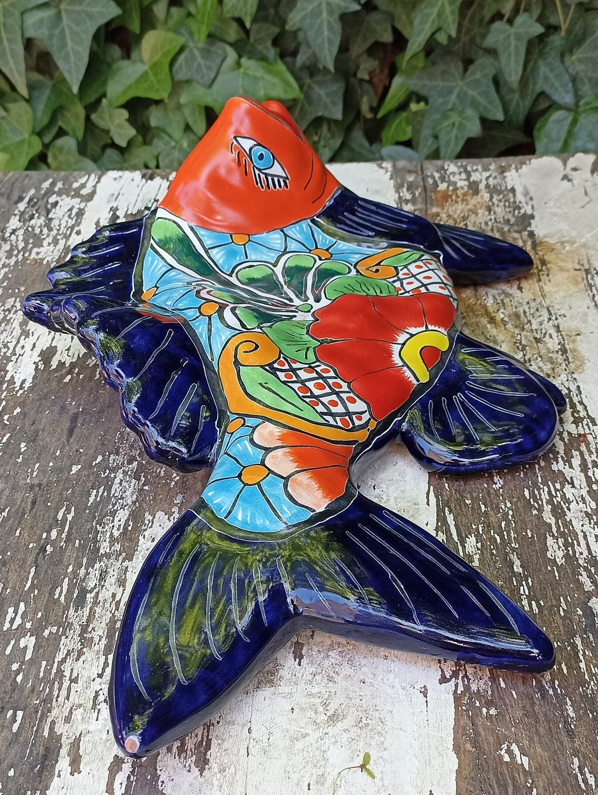 Ceramic Fish, Talavera Pottery, Handmade in Mexico, Fish Home Decor, Garden or Porch Decor, Yard Art, Unique Gift for Fish Lovers