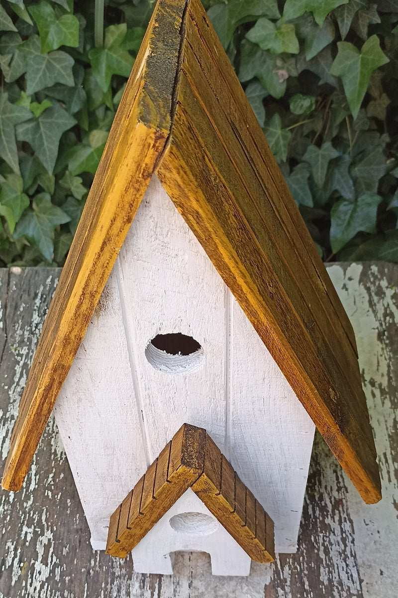 Wooden Birdhouse Asian Style Roof, Outdoor or Indoor Decorative Birdhouse, Unique Gift Idea Handmade in Mexico