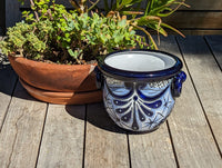 Blue Talavera Vase, Ceramic Mexican Pottery, Handmade Decorative Flower Vase, Colorful Home Decor