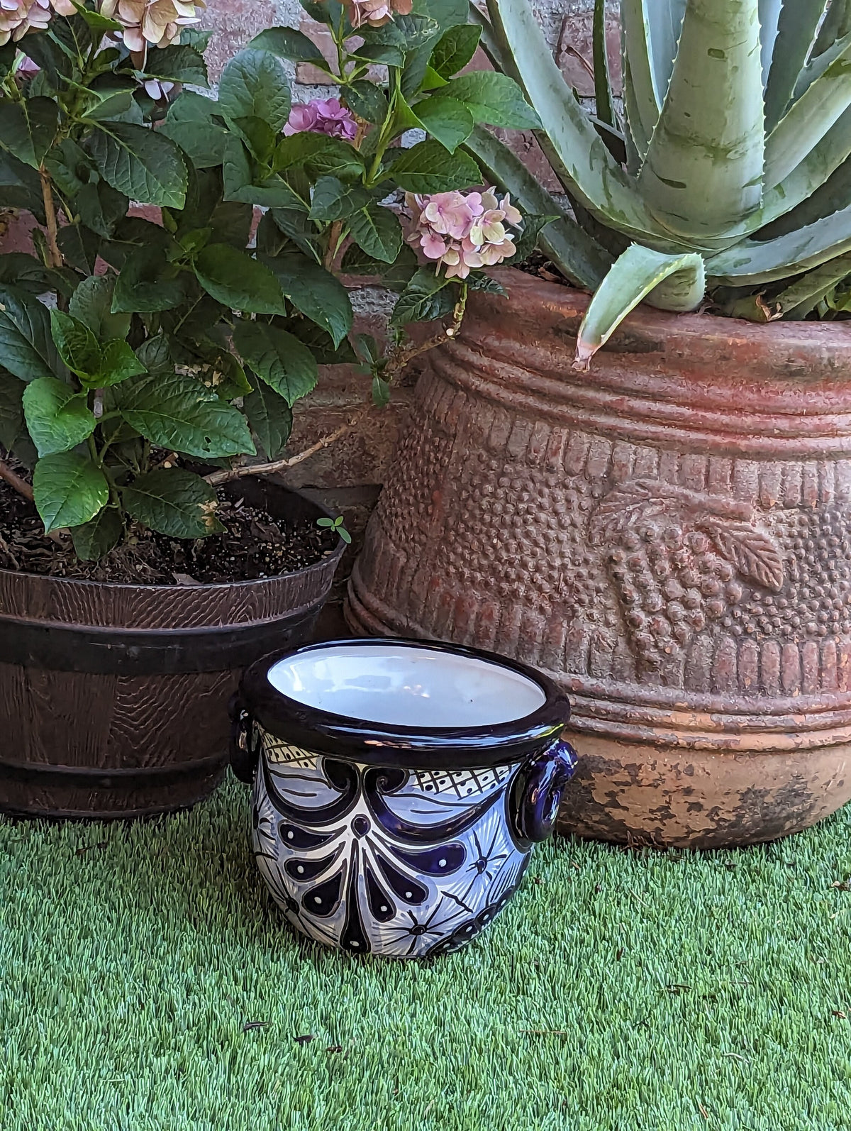 Blue Talavera Vase, Ceramic Mexican Pottery, Handmade Decorative Flower Vase, Colorful Home Decor