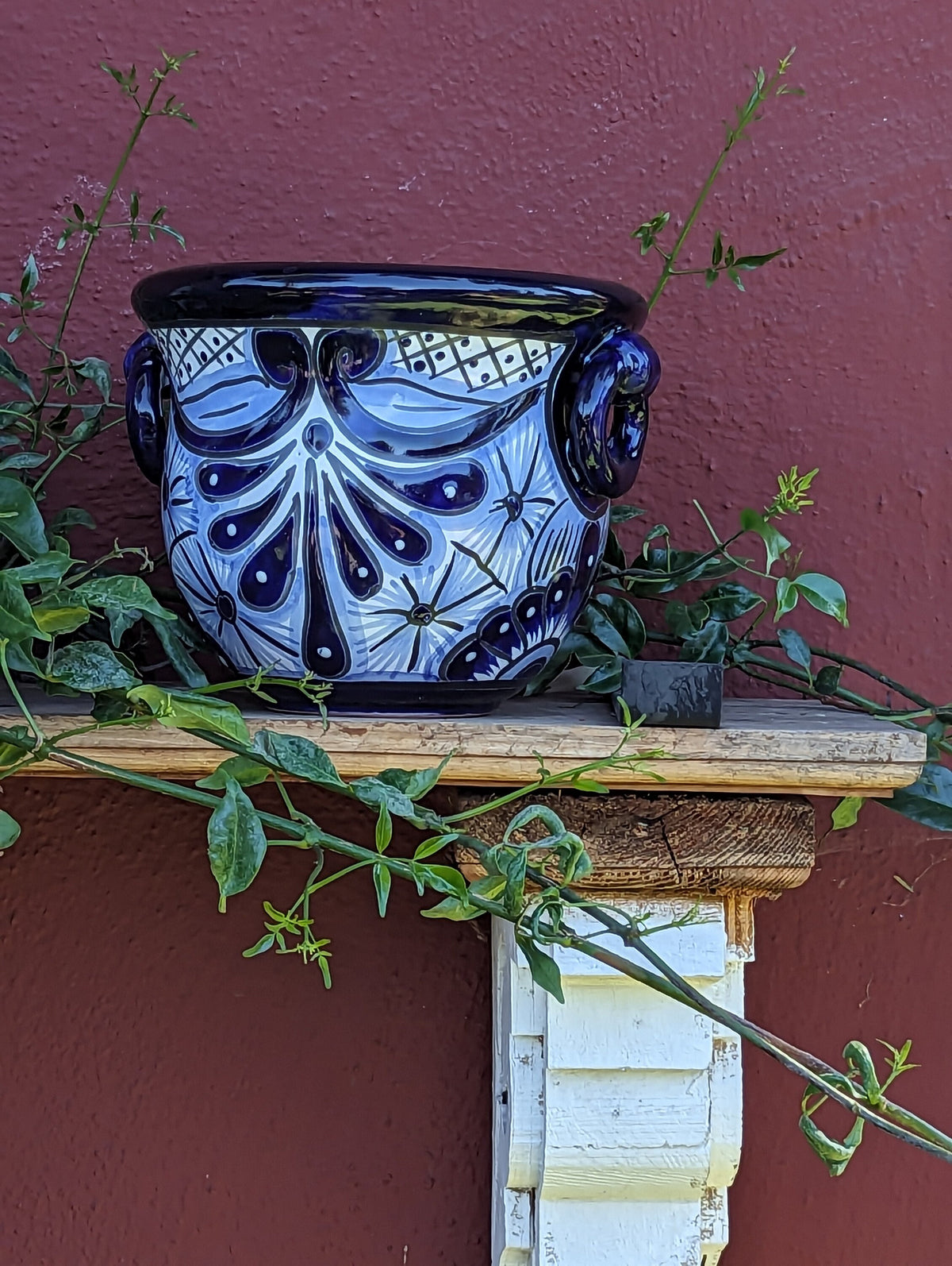 Blue Talavera Vase, Ceramic Mexican Pottery, Handmade Decorative Flower Vase, Colorful Home Decor