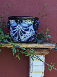 Blue Talavera Vase, Ceramic Mexican Pottery, Handmade Decorative Flower Vase, Colorful Home Decor