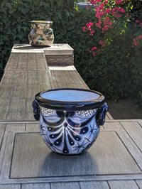 Blue Talavera Vase, Ceramic Mexican Pottery, Handmade Decorative Flower Vase, Colorful Home Decor