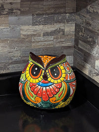 Talavera Owl Planter Ceramic Flower Pot, Mexican Pottery is Colorful Indoor or Outdoor Owl Decor, Owl Gift Plant Pot Home Decor