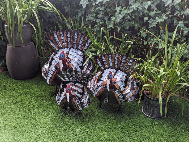 Thanksgiving Turkey Decorations as Outdoor Garden Art or Table Decor Centerpiece for Your Home, Metal Turkey Decor in 3 Sizes