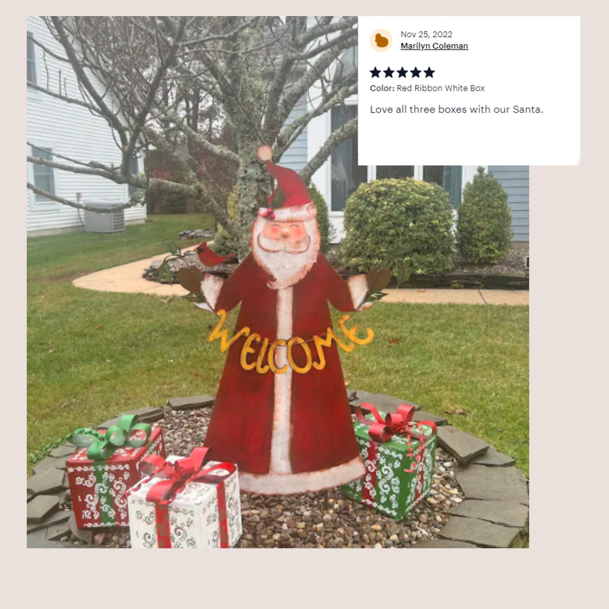 Christmas Decor Outdoor Festive Holiday Decor, Metal Gift Boxes Yard Art or Porch Decor 10x10x8
