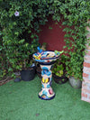 Pre-Order | Bird Bath Garden Decor in Talavera Pottery Ships 9-25 | Handmade Mexican Pedestal & Basin for Birds Doubles as Stunning Yard Art